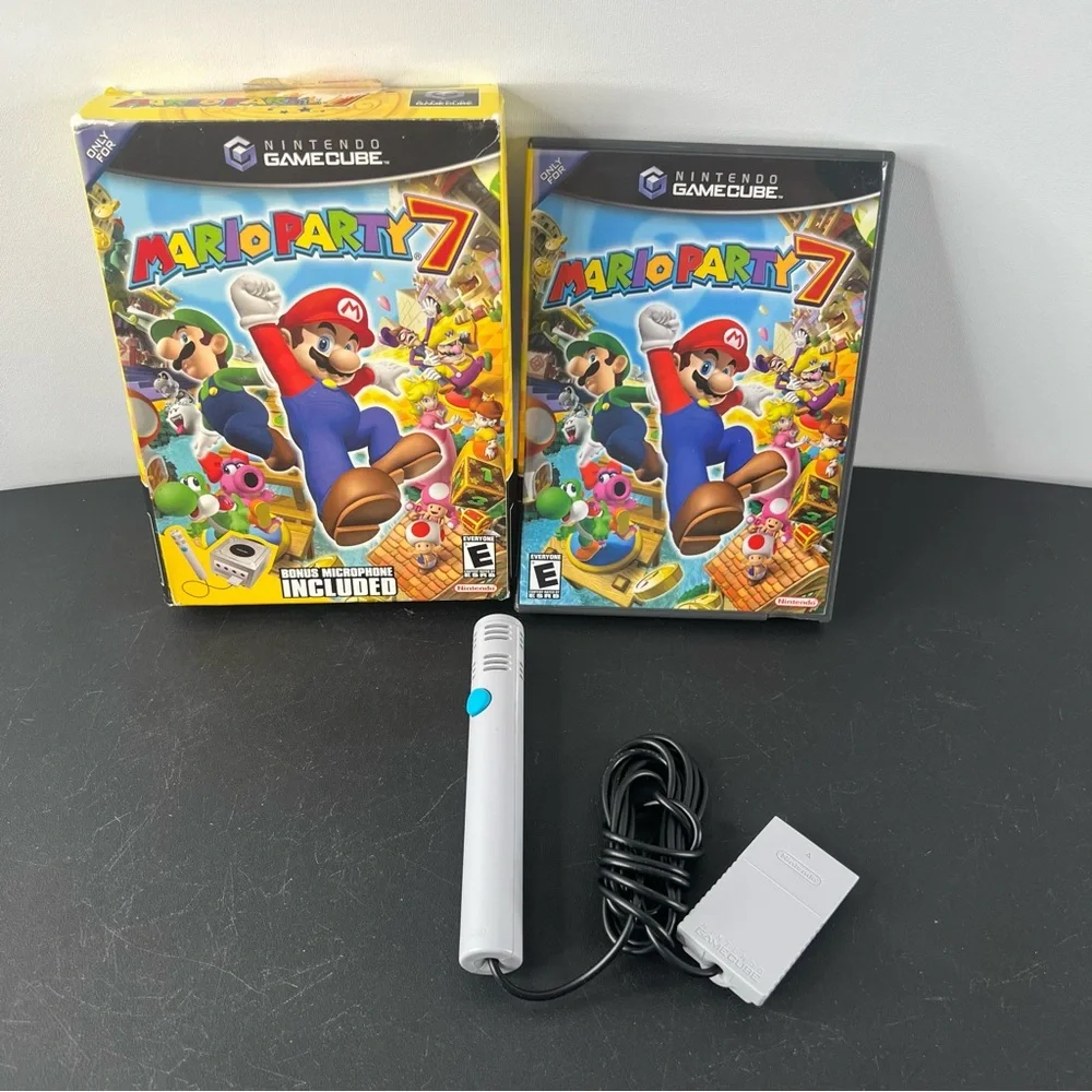 Mario Party 7 Video Game Nintendo Gamecube Tested & Complete W/ Bonus Microphone